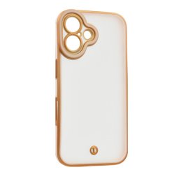 Szilikon telefonvédő (ütésállóság, matt, műanyag hátlap, kameravédő) ARANY/RÓZSASZÍN Apple iPhone 16