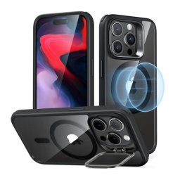 ESR CLASSIC HALOLOCK szilikon telefonvédő (ütésállóság, légpárnás sarok, MagSafe) FEKETE Apple iPhone 15 Pro