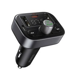 BASEUS S-09 PRO bluetooth FM transmitter autós töltő 2 USB/Type-C aljzat (v5.3, 5V/2.4A, 18W, LED kijelző) FEKETE