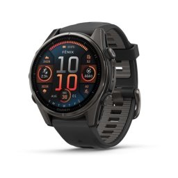 Garmin 010-02903-21 fenix 8 43mm AMOLED Sapphire, karbonszürke DLC titanium, fekete/sötétszürke szilikon szíjjal (ED XD)