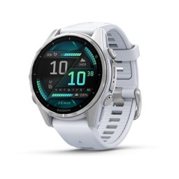 Garmin 010-02903-00 fenix 8 43mm AMOLED, ezüst, fehér szilikon szíjjal (ED)