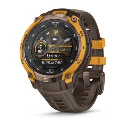 Garmin 010-03398-01 Instinct Crossover AMOLED bronz/sárga, kakaóbarna szilikon szíjjal
