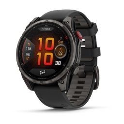 Garmin 010-03198-01 fenix 8 Pro 47mm AMOLED Sapphire karbonszürke DLC Titanium fekete/szürke szilikon szíjjal (ED XD)