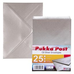PUKKA PAD Boríték, C6, enyvezett, PUKKA PAD "Silver", ezüst