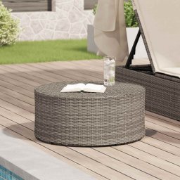 vidaXL Kültéri dohányzóasztal Szürke Ø 68 x 30 cm polirattan
