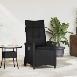 vidaXL Fekvő Kerti Szék Fekete 56 x 60 x 112 cm polirattan