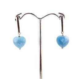 Szív csiszolású akvamarin fülbevaló