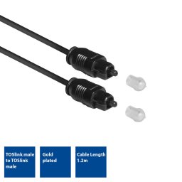 Toslink SPDIF optikai kábel 1.2m fekete ACT (AC3690)
