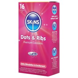Skins - bordázott és pontozott óvszer (16 db)