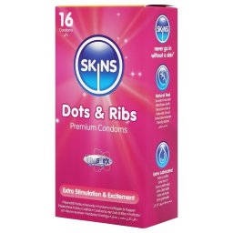 Skins - bordázott és pontozott óvszer (16 db)