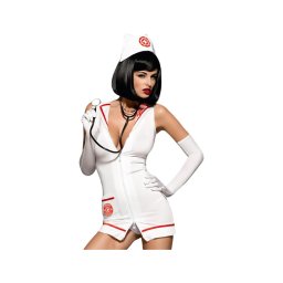 Obsessive Emergency - nővérke jelmez szett - fehér (S/M)