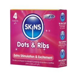Skins - bordázott és pontozott óvszer (4 db)