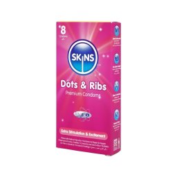 Skins - bordázott és pontozott óvszer (8db)
