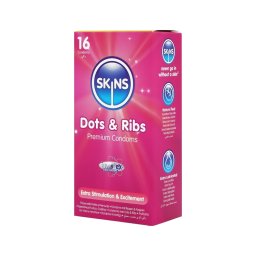 Skins - bordázott és pontozott óvszer (16 db)
