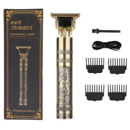 Vintage akkus 4 részes USB-s haj és szakállvágó készlet, trimmer, kontúrvágó, DT