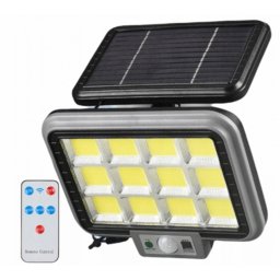 144 LED-es 12 paneles napelemes halogén reflektor mozgásérzékelővel, IP65, DT