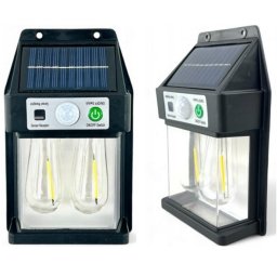 2 db Nagy fényerejű Dupla LED-es Napelemes kerti Fali lámpa, mozgásérzékelős, 600 LM, 1800 mAh, IP65, DT