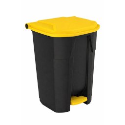 Uctem szelektív hulladékgyűjtő konténer, műanyag, pedálos, fekete/sárga 50L