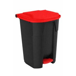 Uctem szelektív hulladékgyűjtő konténer, műanyag, pedálos, fekete/piros 50L