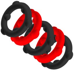 Oxballs - 5-Pack SPINNER Rings Red/ Black péniszgyűrű