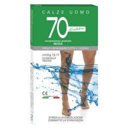 Calze Uomo 70 DEN kompressziós férfi pamut és antibakteriális fekete színû 13-17Hgmm utazó térdzokni (S.M. méret)