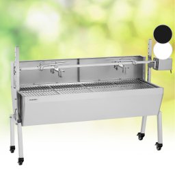 Klarstein Sauenland Pro, malacsütő grill, forgó nyárs, 13 W, 4 kerék, rozsdamentes acél (GQ5-Sauenland Pro)