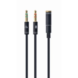 Gembird (CCA-418M) 0.2m fekete 2x3.5 mm jack audio adapter kábel