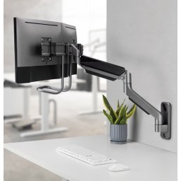Fali tartó 2 monitorhoz gázrugós ergonómikus 32" szürke Gembird (MA-WA2-02)