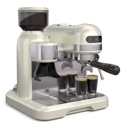 Klarstein Bella Café karos kávéfőző, Vintage, daráló, 20 bar, Tejhabosító, 2 csésze, 1550 W (TK57-CoffMacGrind-Cr)