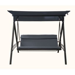 Rojaplast Rattan polyrattan kerti hintaágy párnával, szürke