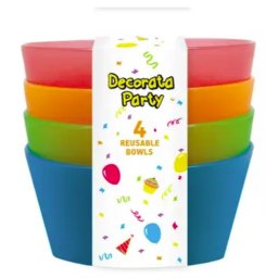 Színes Party félig átlátszó műanyag mélytányér 4 db-os