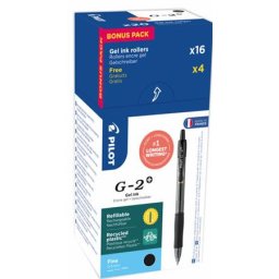 PILOT Zseléstoll, 0,25 mm, nyomógombos, PILOT "G-2", 20 db, fekete