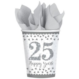 Házassági évforduló, 25 év, papír pohár 8 db-os 266 ml