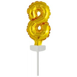 Arany Gold 8-as szám fólia lufi tortára 13 cm