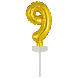 Arany Gold 9-es szám fólia lufi tortára 13 cm