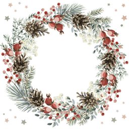 Karácsony Wreath on White szalvéta 20 db-os 33x33 cm