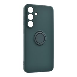Szilikon telefonvédő (tartógyűrű, mikrofiber plüss belső, mágneses, kameravédő) SÖTÉTZÖLD Samsung Galaxy S25 FE (SM-S731)