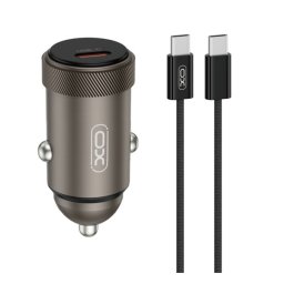 XO CC70 autós töltő Type-C aljzat (30W, PD gyorstöltő + Type-C kábel) FEKETE