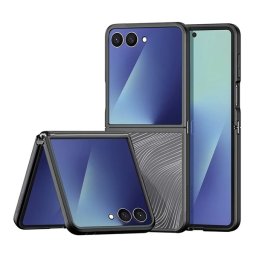 DUX DUCIS AIMO szilikon telefonvédő (ütésállóság, matt, hullám) FEKETE Samsung Galaxy Z Flip7 (SM-F766)