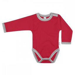 Kynga piros-melírszürke hosszú ujjú baba body 62-98