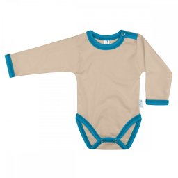 Kynga mogyoró-azúrkék hosszú ujjú baba body 62-98 - KIFUTÓ SZÍN, UTOLSÓ DARABOK!