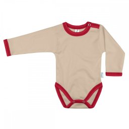 Kynga mogyoró-piros hosszú ujjú baba body 62-98 - KIFUTÓ SZÍN, UTOLSÓ DARABOK!