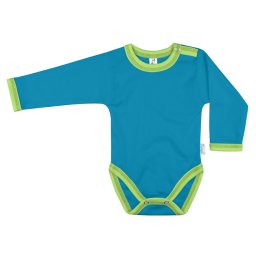 Kynga azúrkék-kivizöld hosszú ujjú baba body 62-98 - KIFUTÓ SZÍN, UTOLSÓ DARABOK!