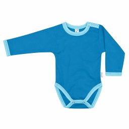 Kynga azúrkék-ciánkék hosszú ujjú baba body 86