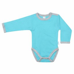 Kynga ciánkék-melírszürke hosszú ujjú baba body 86