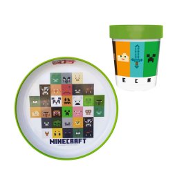 Minecraft étkészlet szett/2db, csúszásmentes prémium lapos tányér és pohár