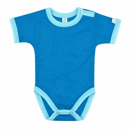 Kynga azúrkék-ciánkék rövid ujjú baba body 62-98