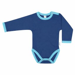 Kynga sötétkék-ciánkék hosszú ujjú baba body 86