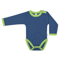 Kynga sötétkék-kivizöld hosszú ujjú baba body 80