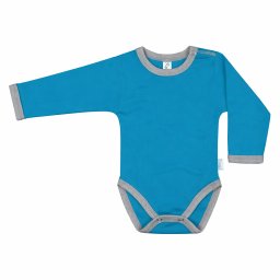 Kynga azúrkék-melírszürke hosszú ujjú koraszülött baba body 56